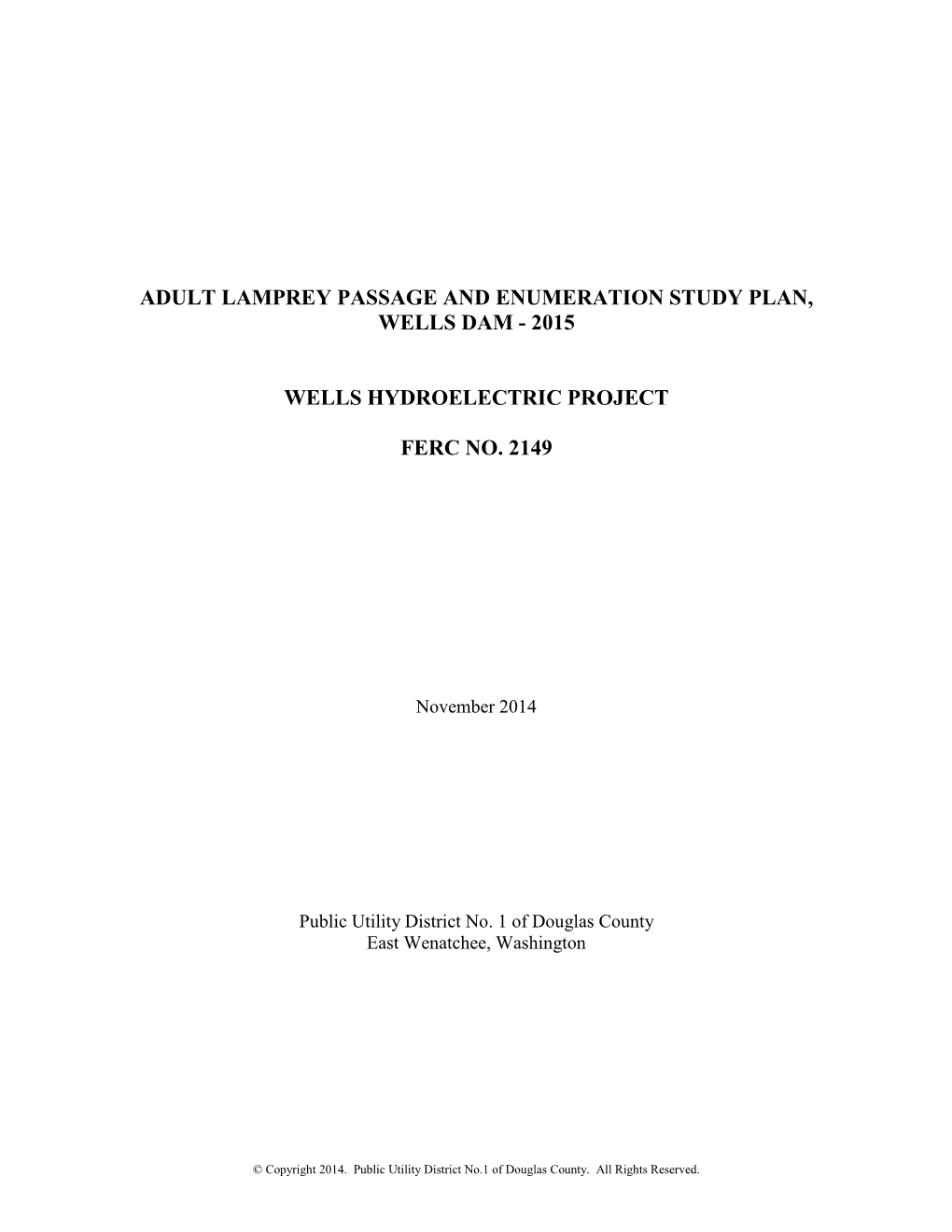 Adult Lamprey Passage and Enumeration Study Plan, Wells Dam - 2015