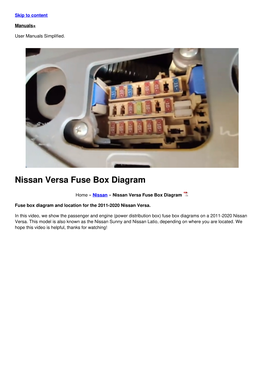 Nissan Versa Fuse Box Diagram