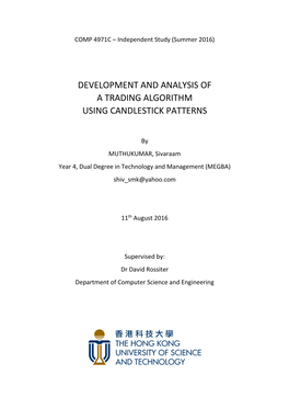 Development and Analysis of a Trading Algorithm Using Candlestick Patterns