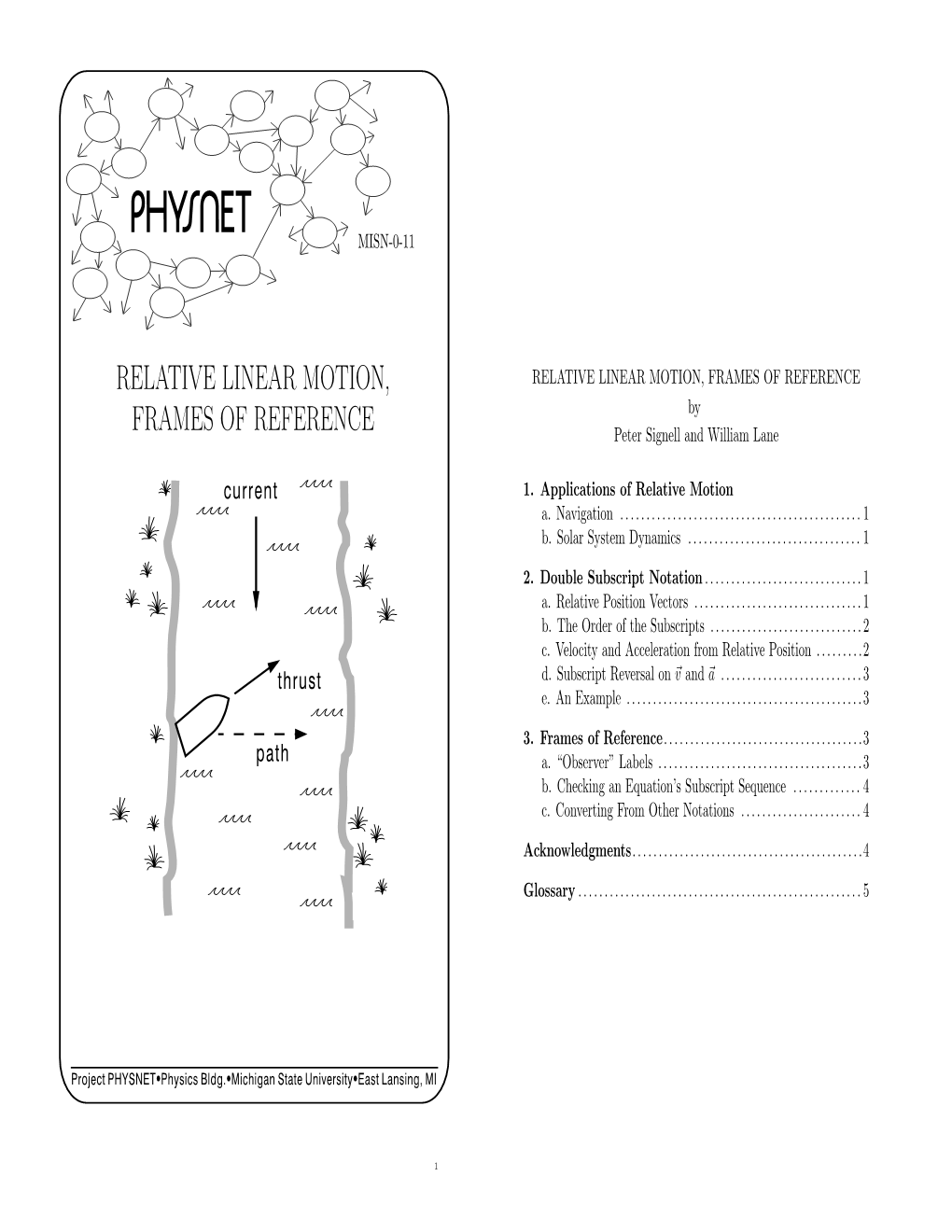 M11; Relative Linear Motion, Frames of Reference