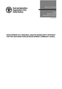 Development of a Regional Aquatic Biosecurity Strategy for the Southern African Development Community (Sadc)