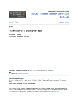 The Public Career of William B. Bate