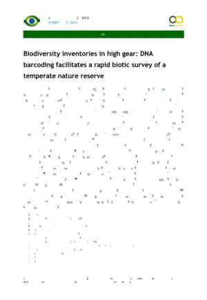 Biodiversity Inventories in High Gear: DNA Barcoding Facilitates a Rapid Biotic Survey of a Temperate Nature Reserve