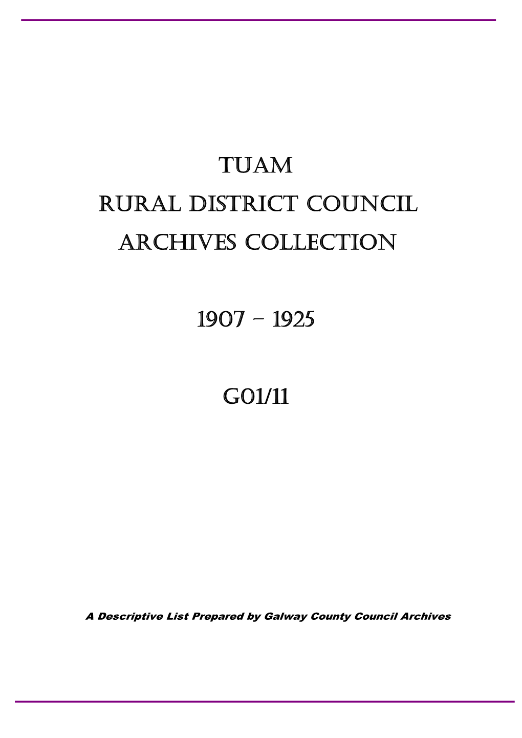 G01-11 Tuam Rural District Council 1907-1925