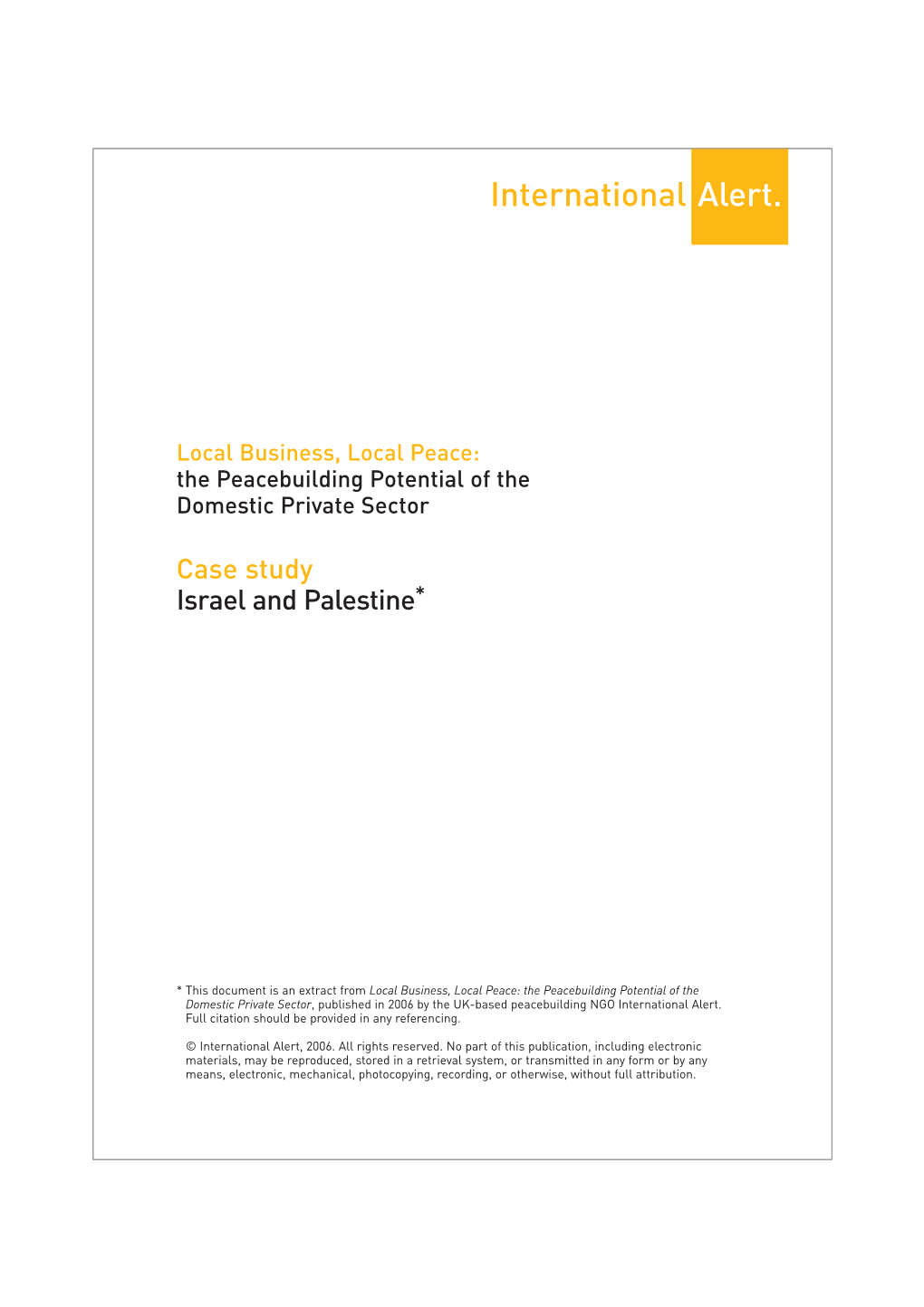 Israel and Palestine Case Study