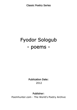 Fyodor Sologub - Poems