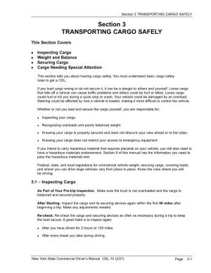 New York State Commercial Driver's Manual Transporting Cargo Safely