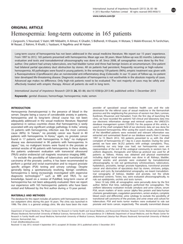 Hemospermia: Long-Term Outcome in 165 Patients