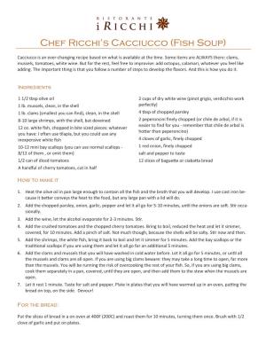 Chef Ricchi's Cacciucco (Fish Soup)