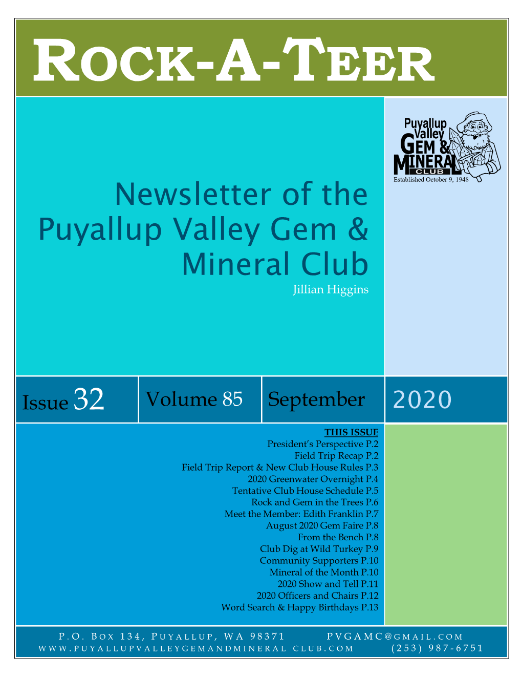 Newsletter of the Puyallup Valley Gem & Mineral Club