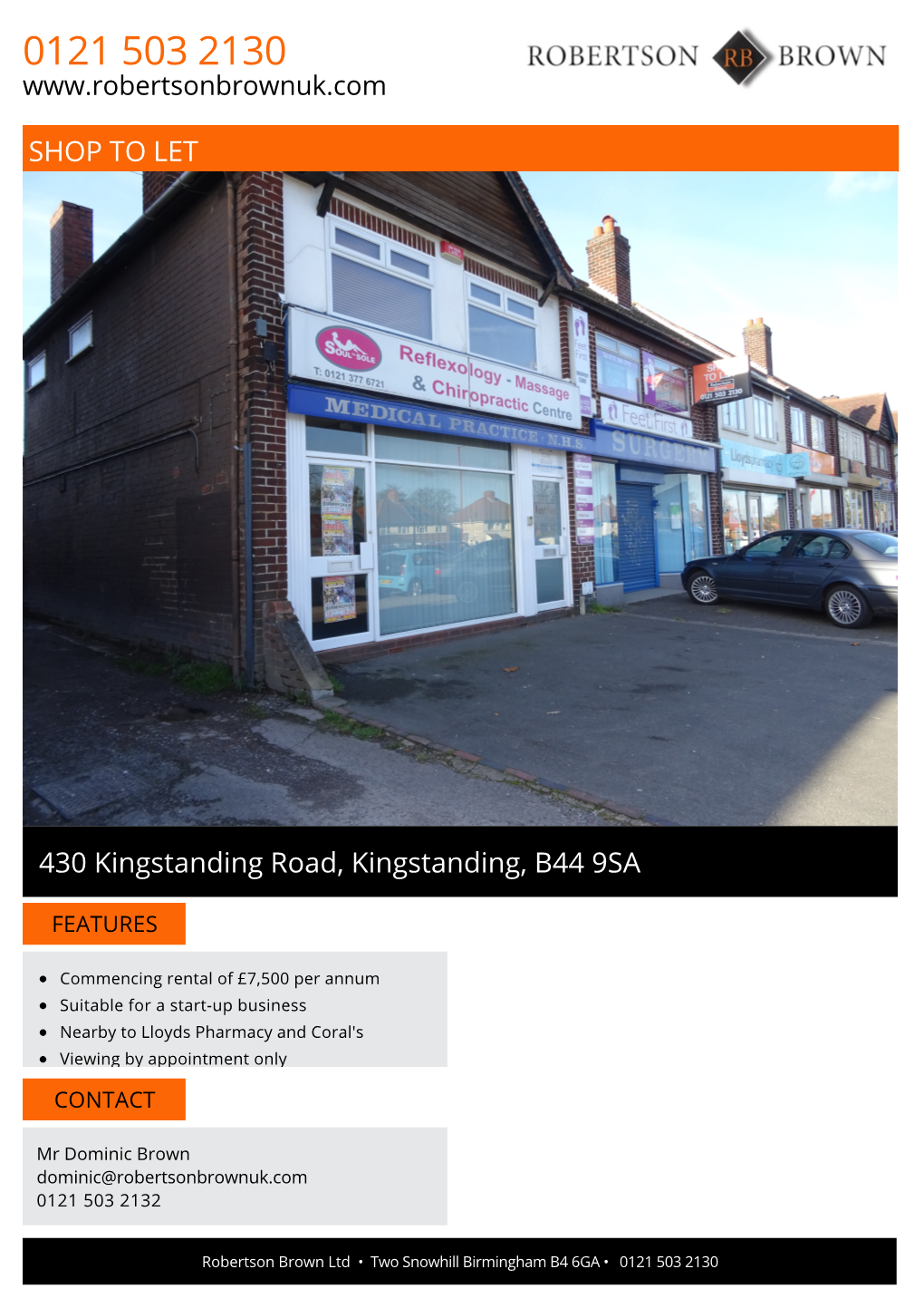 SHOP to LET 430 Kingstanding Road, Kingstanding, B44