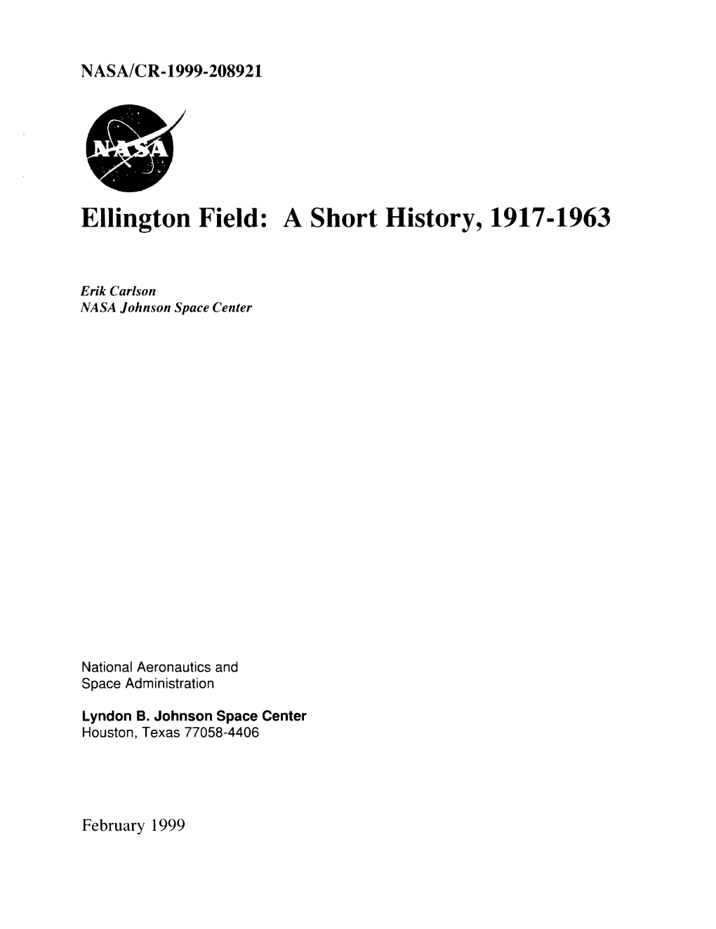 Ellington Field: a Short History, 1917-1963