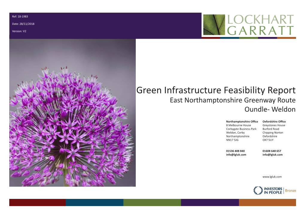 Green Infrastructure Feasibility Report East Northamptonshire Greenway Route Oundle- Weldon