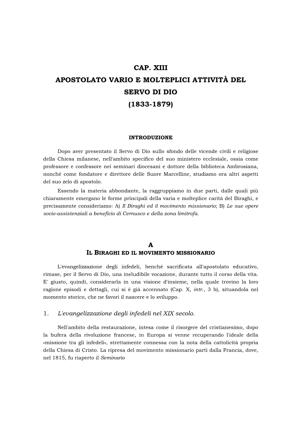 Cap. Xiii Apostolato Vario E Molteplici Attività Del Servo Di Dio (1833-1879)