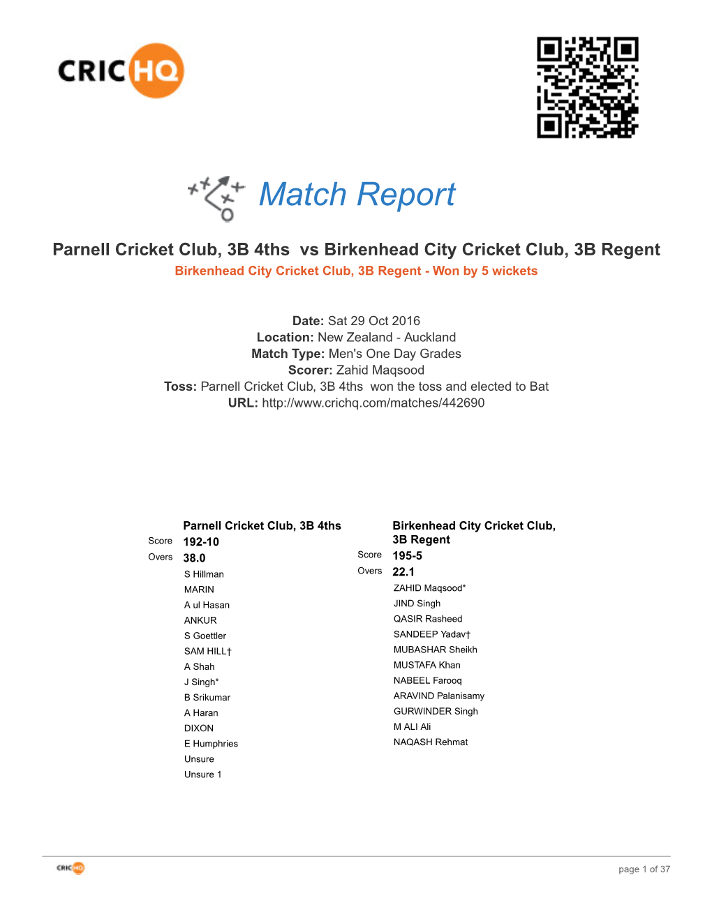 Match Report