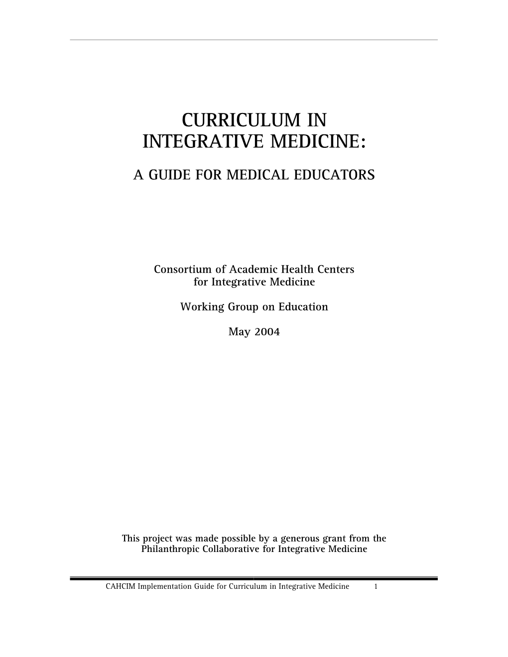 Curriculum in Integrative Medicine