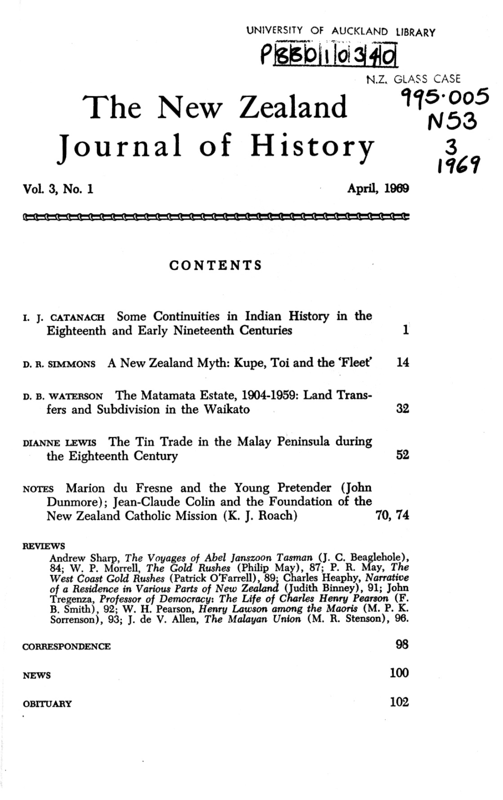 The New Zealand Journal of History