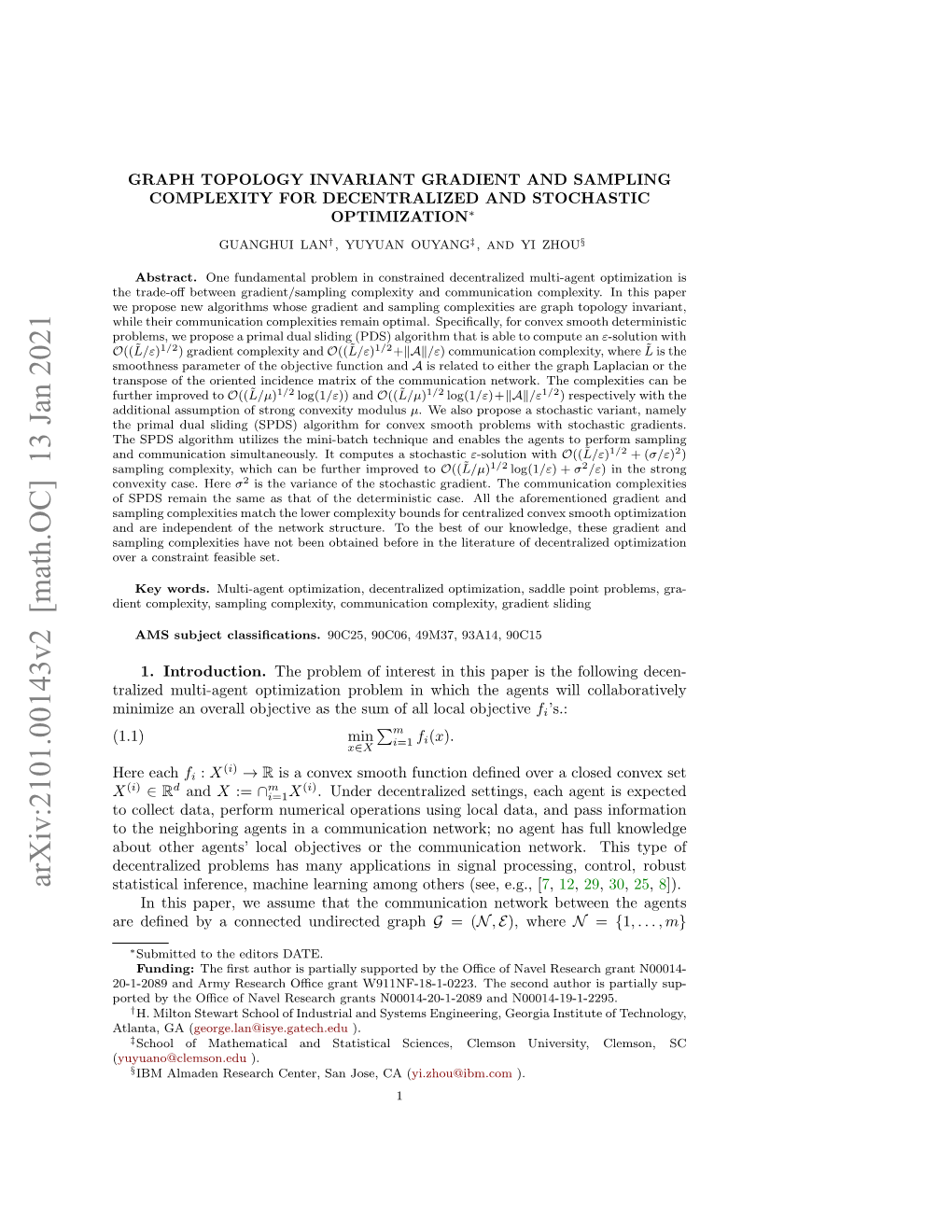 Graph Topology Invariant Gradient and Sampling Complexity for Decentralized and Stochastic Optimization∗