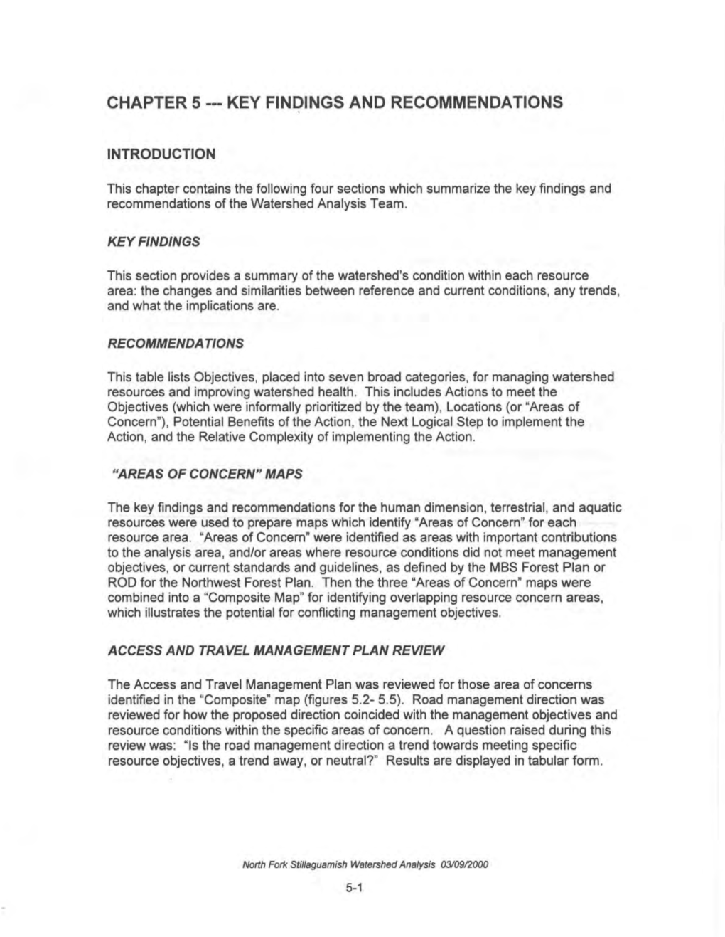 North Fork Stillaguamish Watershed Analysis Chapter 5