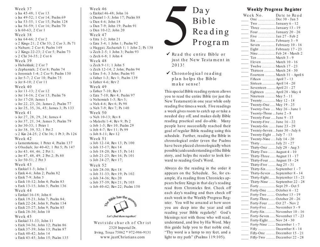 Bible Reading Schedule