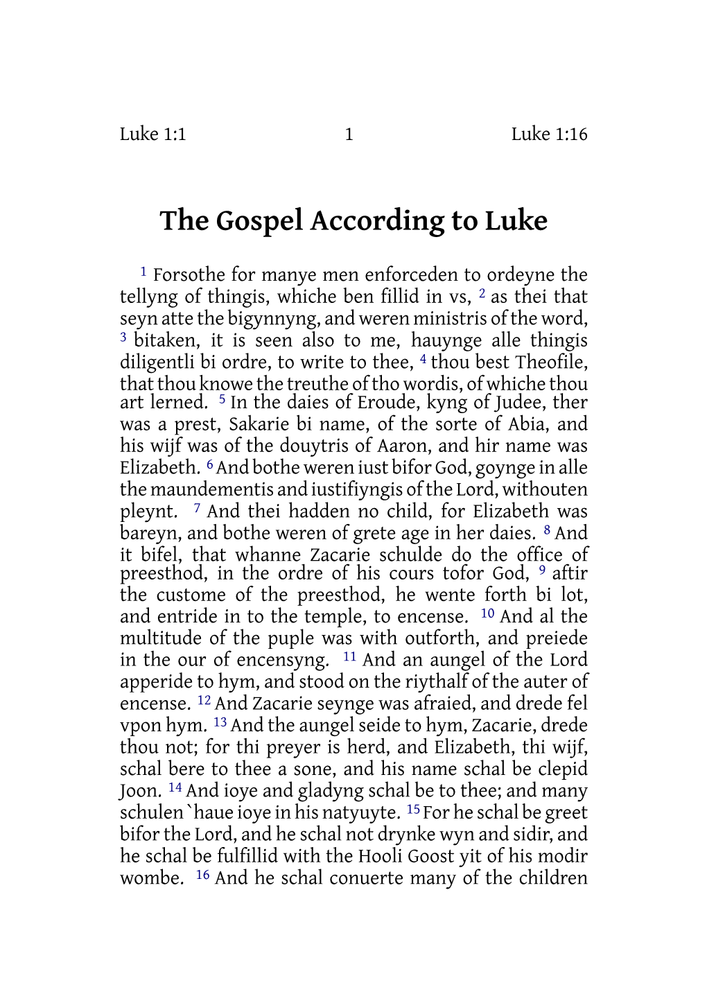 The Gospel According to Luke