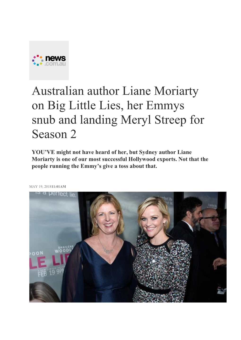 Australian Author Liane Moriarty on Big Little Lies, Her Emmys Snub and Landing Meryl Streep for Season 2