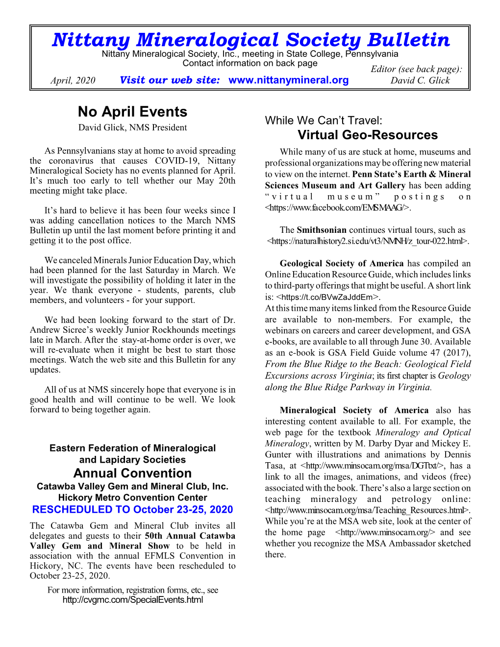 Nittany Mineralogical Society Bulletin