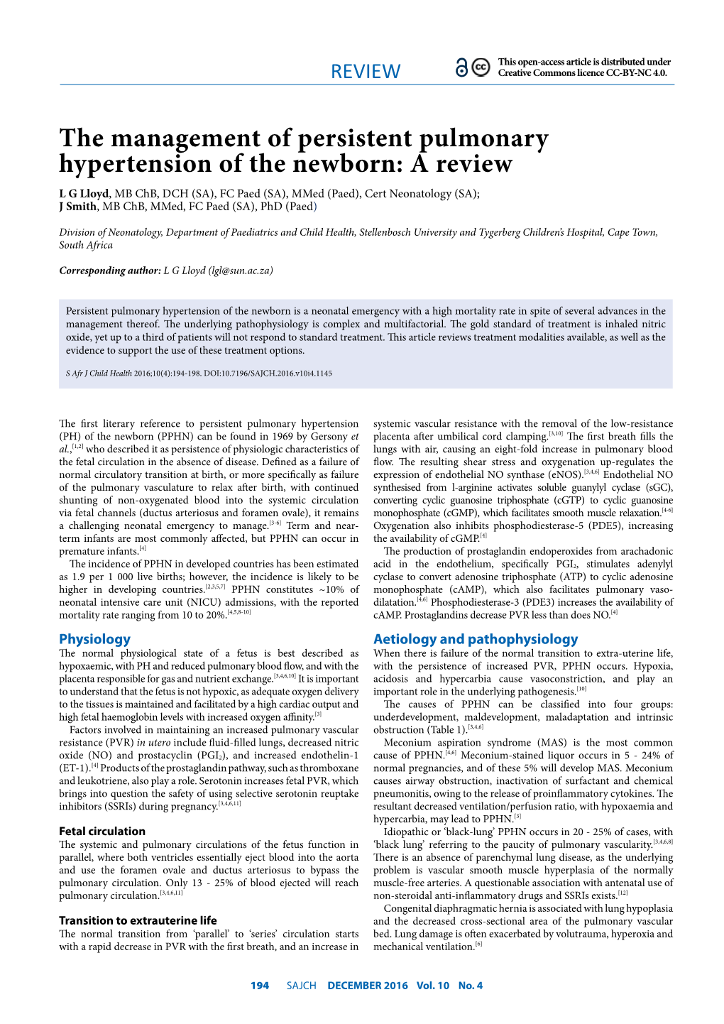 The Management of Persistent Pulmonary Hypertension