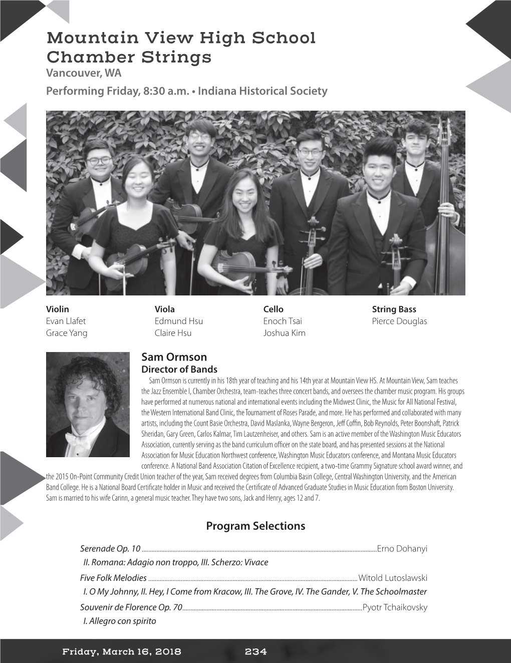 Mountain View High School Chamber Strings Vancouver, WA Performing Friday, 8:30 A.M