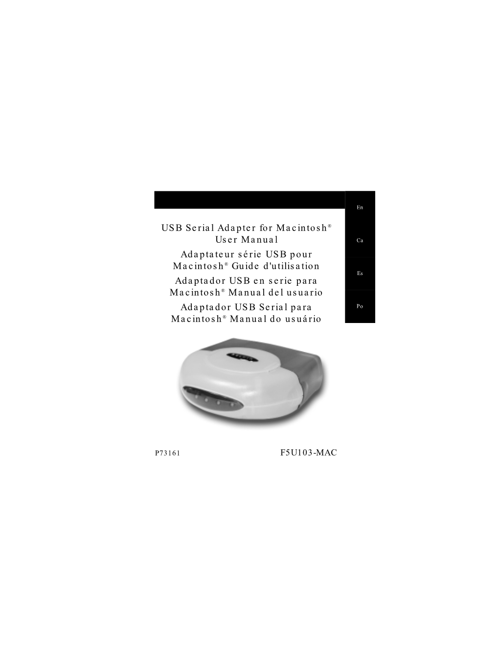 USB Serial Adapter for Macintosh® User Manual Adaptateur Série USB