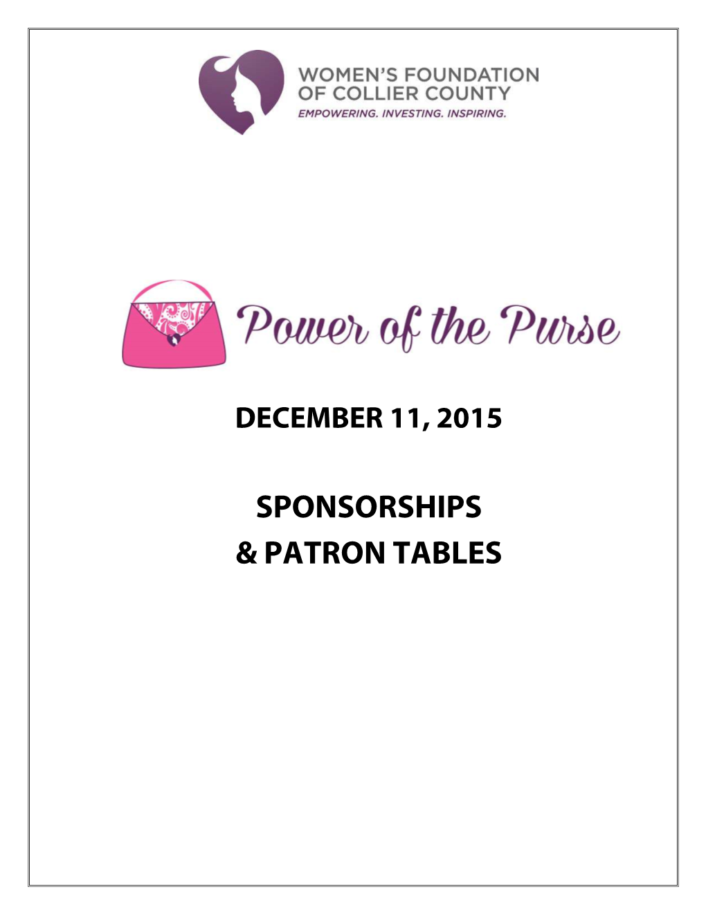 Sponsorships & Patron Tables