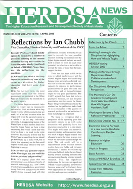 Reflections by Ian Chubb Reflections By:Ian Chubb I Vice Chancellor, Flinders University and President of the AVCC from the Editor 2