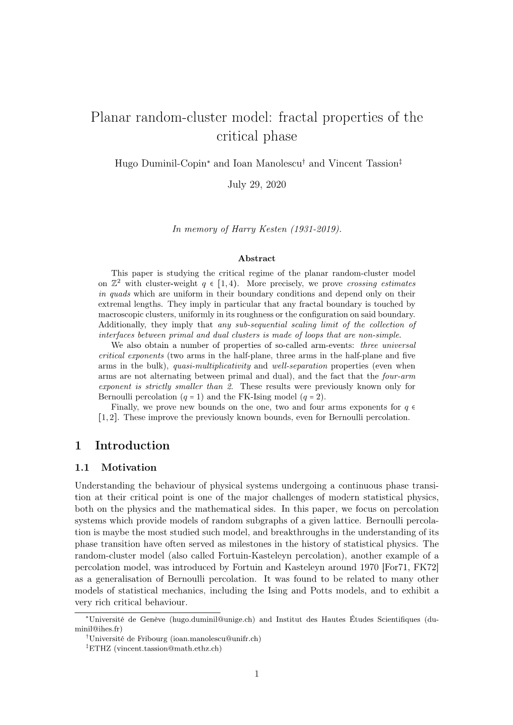 Planar Random-Cluster Model: Fractal Properties of the Critical Phase