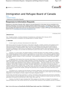 Immigration and Refugee Board of Canada Page 1 of 8