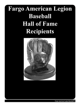 Fargo American Legion Baseball Hall of Fame Recipients