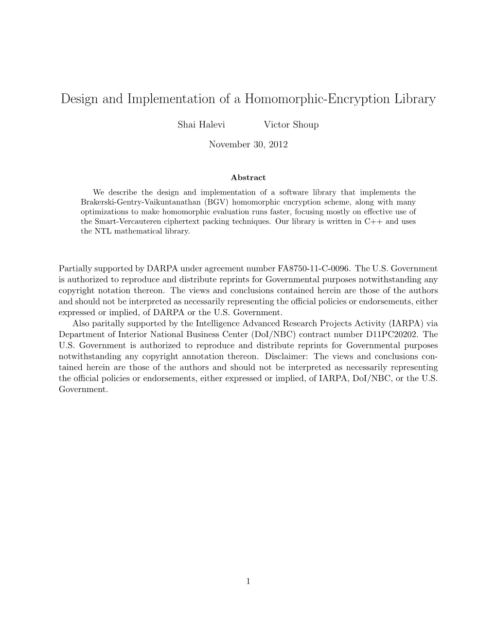 Design and Implementation of a Homomorphic-Encryption Library