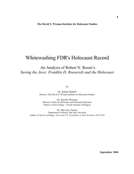 Whitewashing FDR's Holocaust Record