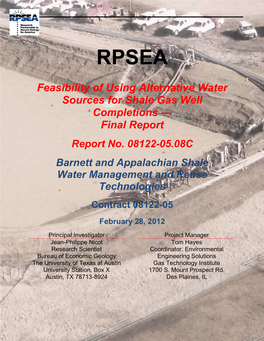 Feasibility of Using Alternative Water Sources for Shale Gas Well Completions — Final Report
