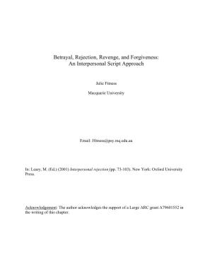 Betrayal, Rejection, Revenge, and Forgiveness: an Interpersonal Script Approach