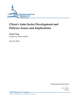 China's Auto Sector Development and Policies