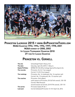 Princeton Vs . Cornell