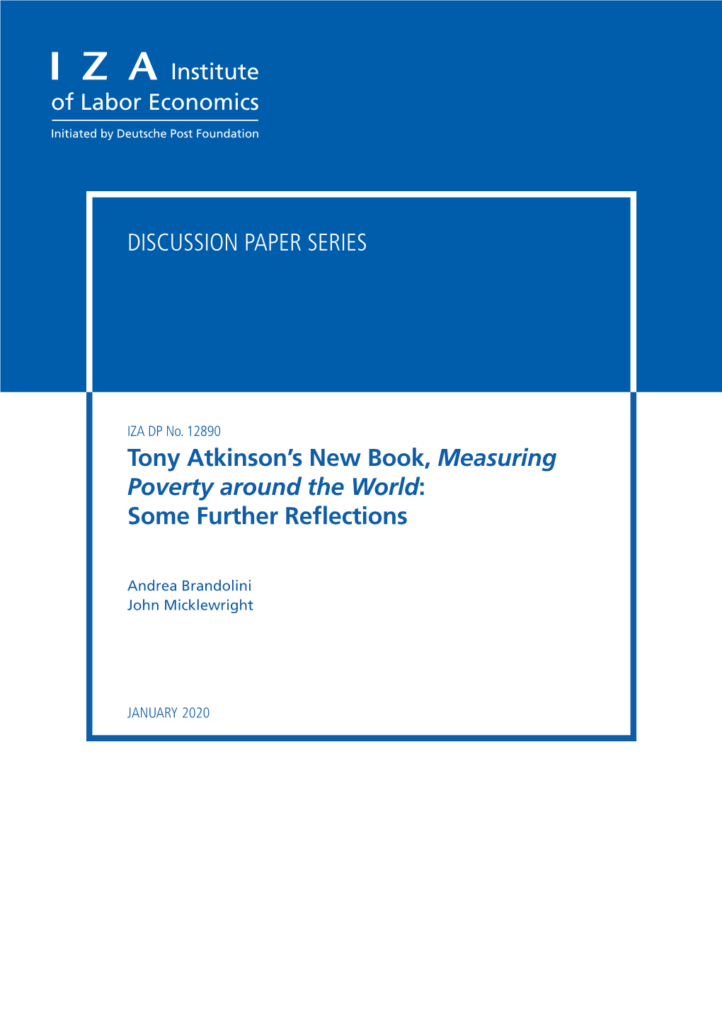 Tony Atkinson's New Book, Measuring Poverty Around the World