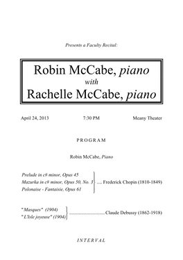 Robin Mccabe, Piano with Rachelle Mccabe, Piano