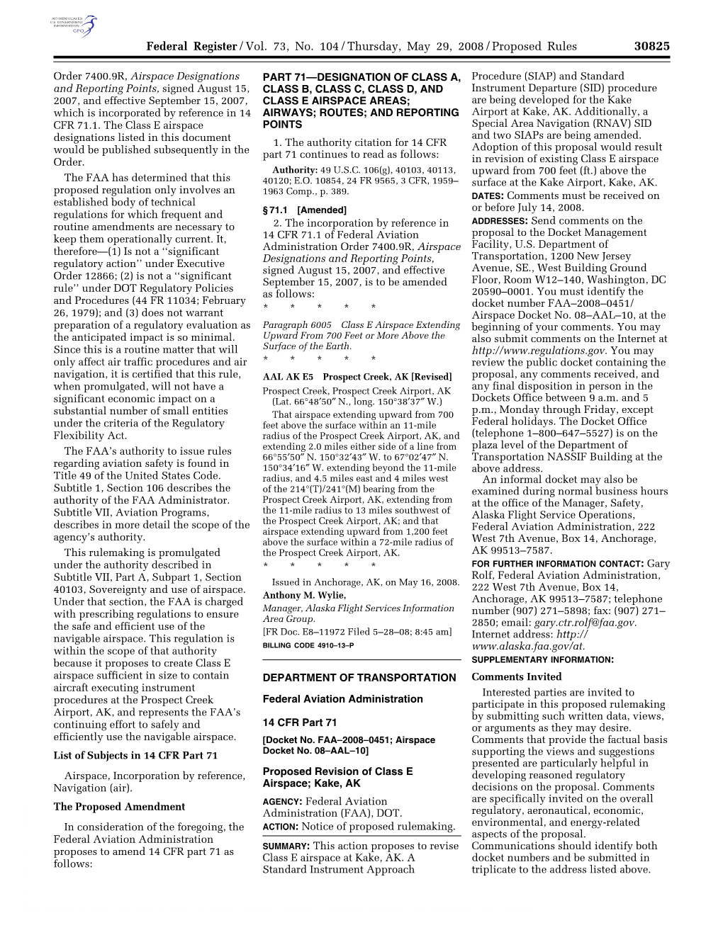 Federal Register/Vol. 73, No. 104/Thursday, May 29