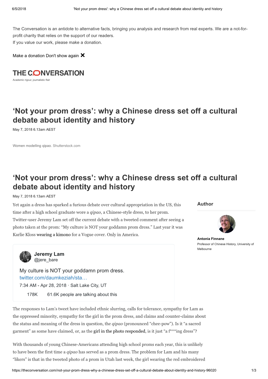 Why a Chinese Dress Set Off a Cultural Debate About Identity and History