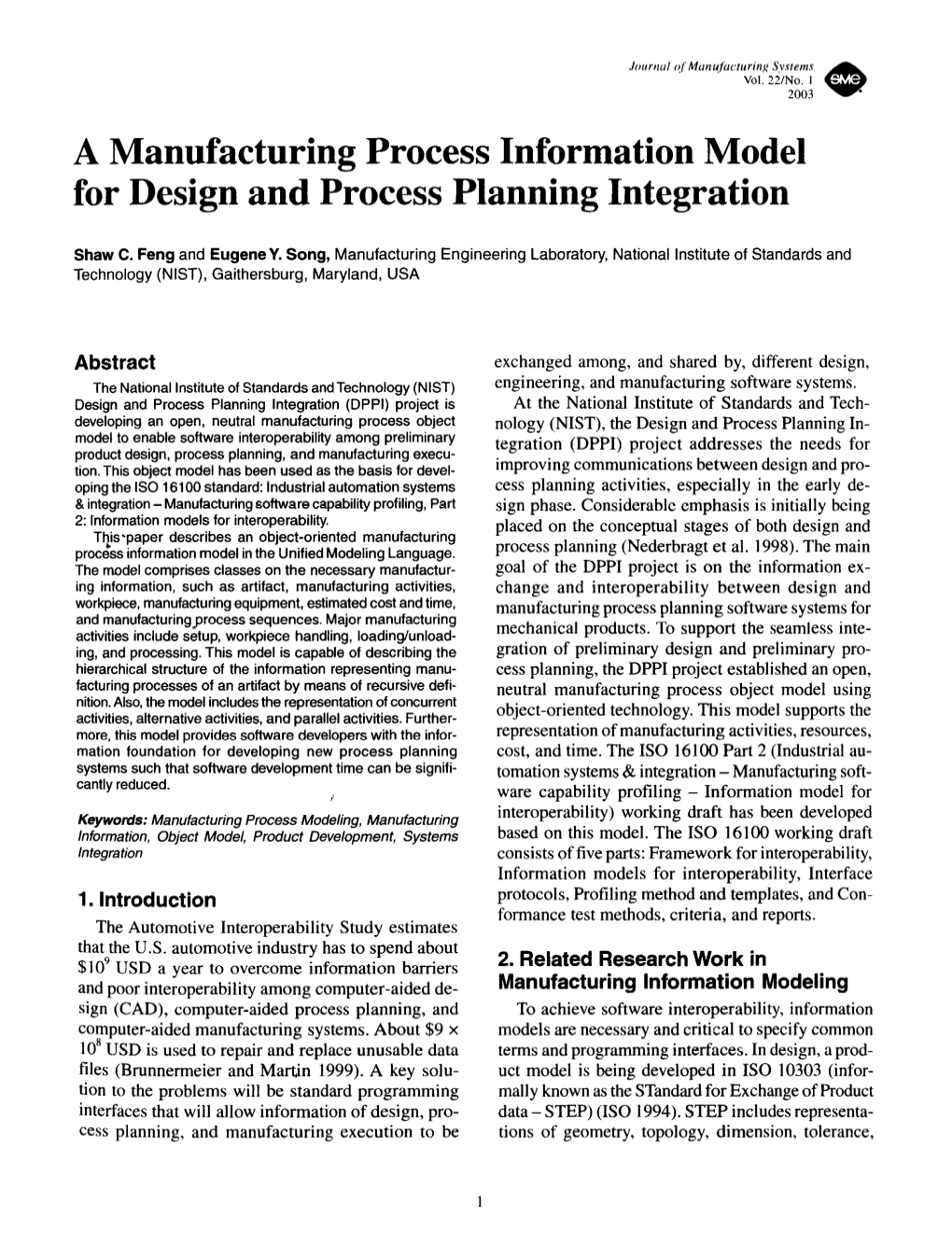 A Manufacturing Process Information Model for Design and Process Planning Integration