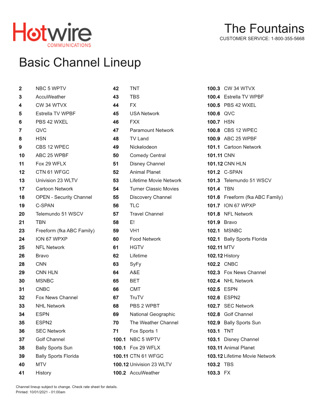 Basic Channel Lineup