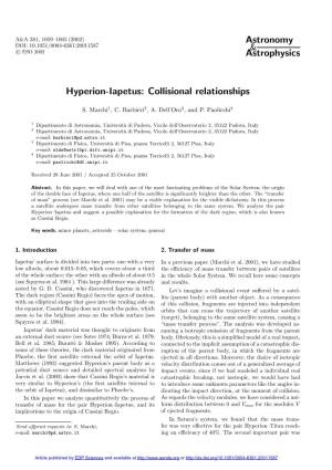 Hyperion-Iapetus: Collisional Relationships
