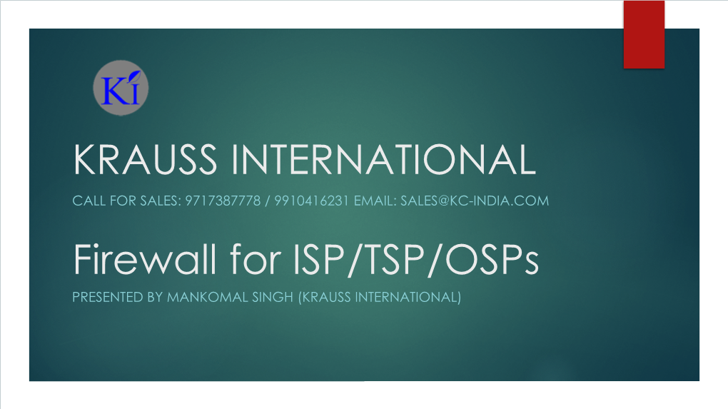 KRAUSS INTERNATIONAL Firewall for ISP/TSP/Osps