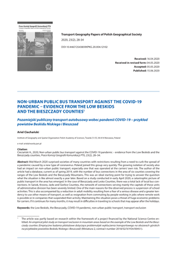 Non-Urban Public Bus Transport Against the Covid-19 Pandemic – Evidence from the Low Beskids and the Bieszczady Counties1